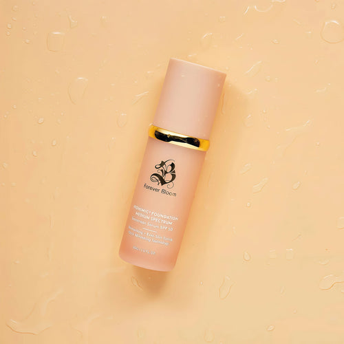 Biomimic Foundation Medium Spectrum by Forever Bloom; Protecting from Sun with SPF50; Foundation for Gym, Sports, Dancing Makeup for Mature & Sensitive Skin, Natural Finish